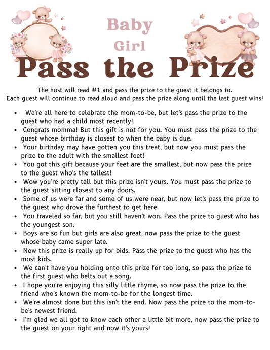 Pass the Prize Baby Shower Game (Digital)